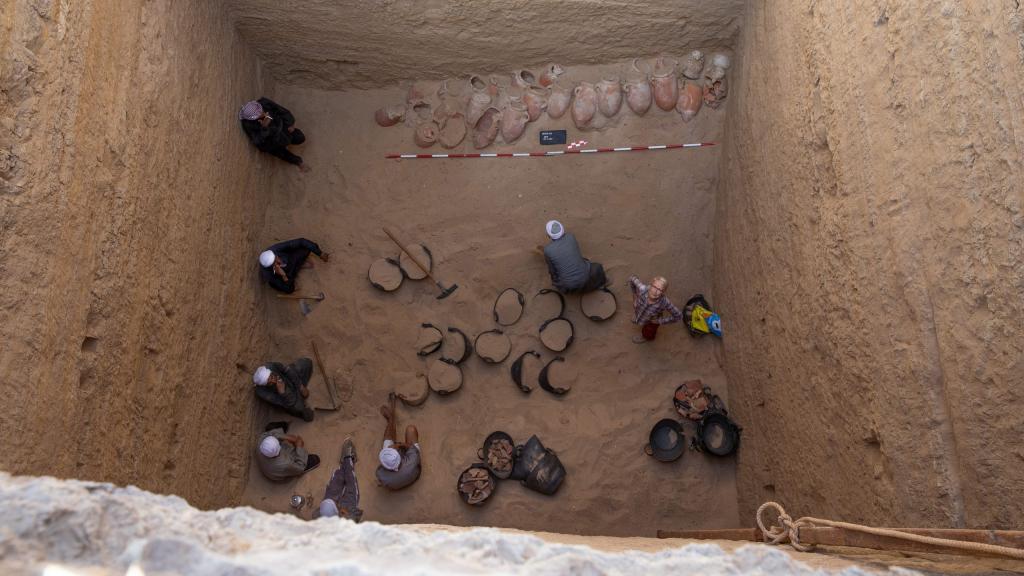 Imagen aérea del depósito documentado en Abusir. / Petr Košárek (Instituto Checo de Egiptología).