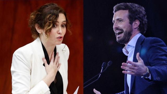Los dirigentes del Partido Popular Isabel Díaz Ayuso y Pablo Casado.