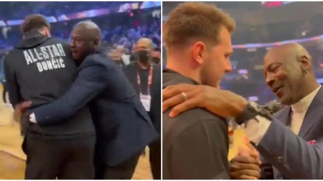 El saludo de Luka Doncic y Michael Jordan