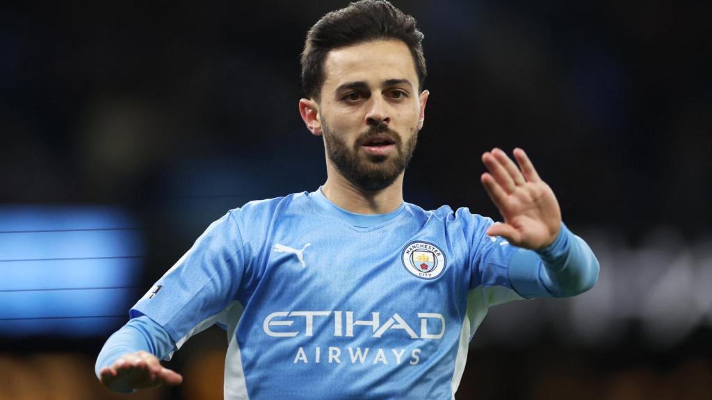 Bernardo Silva durante un partido con el Manchester City
