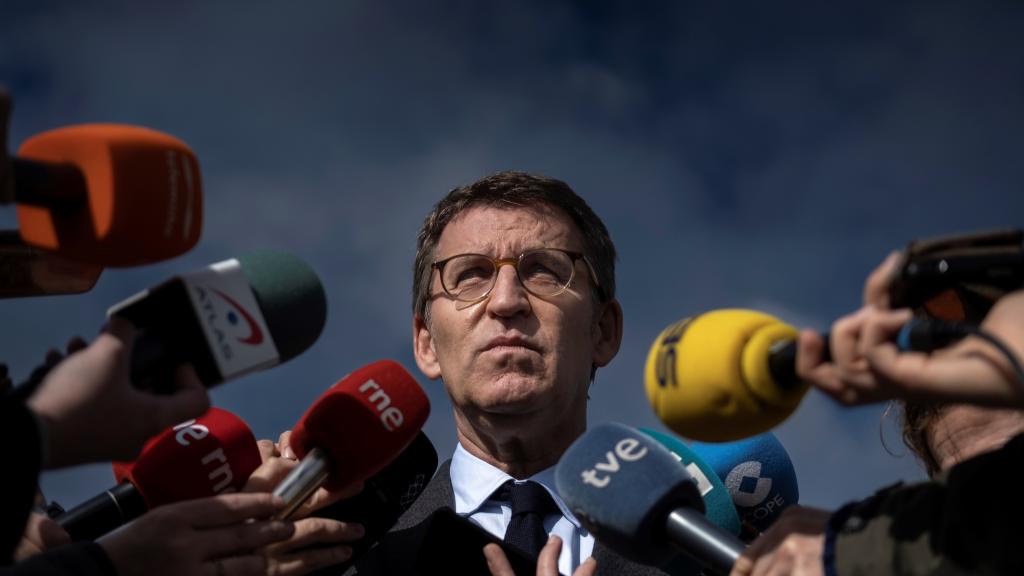 Alberto Núñez Feijóo, presidente del PP gallego y de la Xunta, en San Cibrao (Orense).