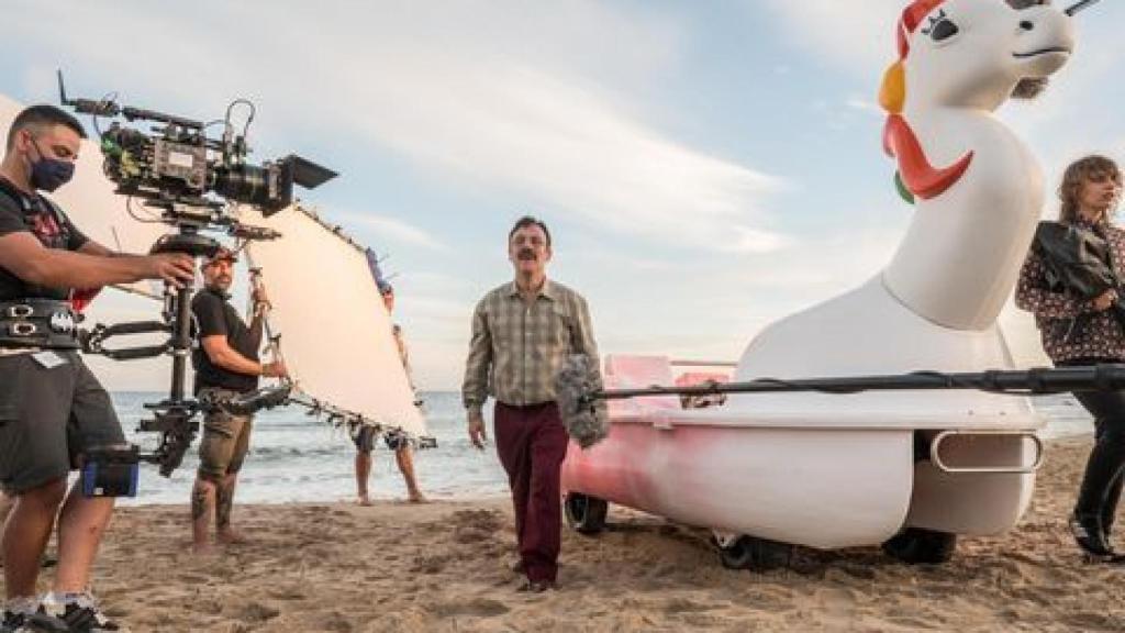 En el rodaje de 'Mañana es hoy'.