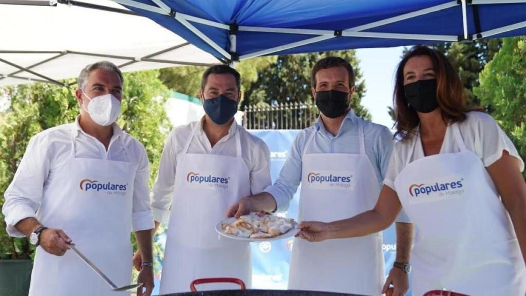 Elías Bendodo, Juanma Moreno, Pablo Casado y Toñi Ledesma en septiembre en Alhaurín el Grande.