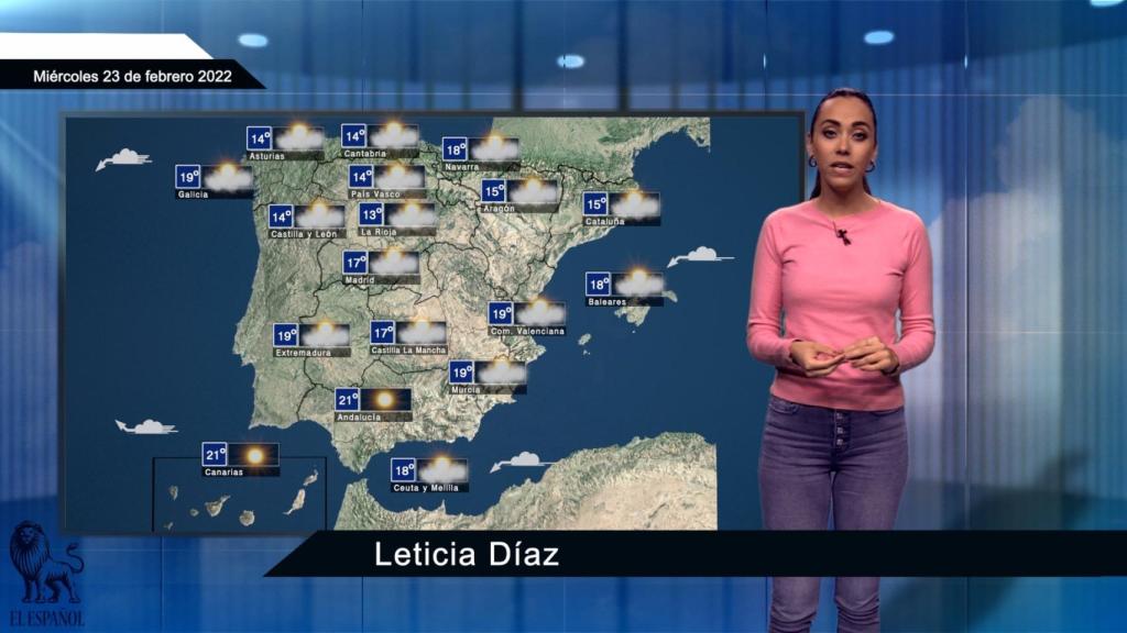 El tiempo para el miércoles 23 de febrero.