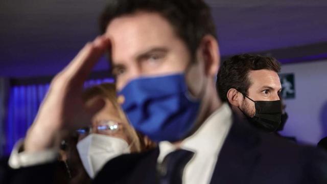 El exsecretario general del PP, Teodoro García Egea y el aún presidente del PP, Pablo Casado.