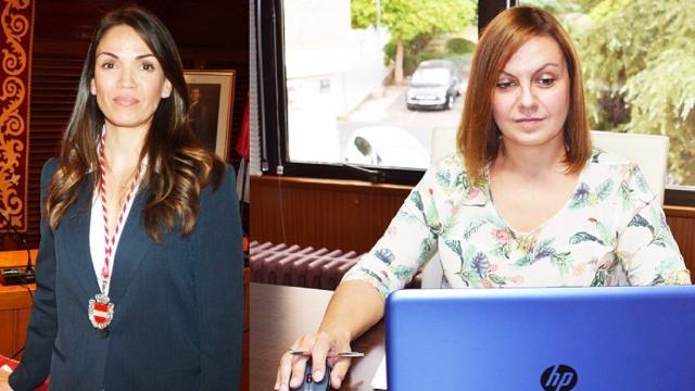 Las concejalas de Puertollano Noelia Caballero y Esther Mora.