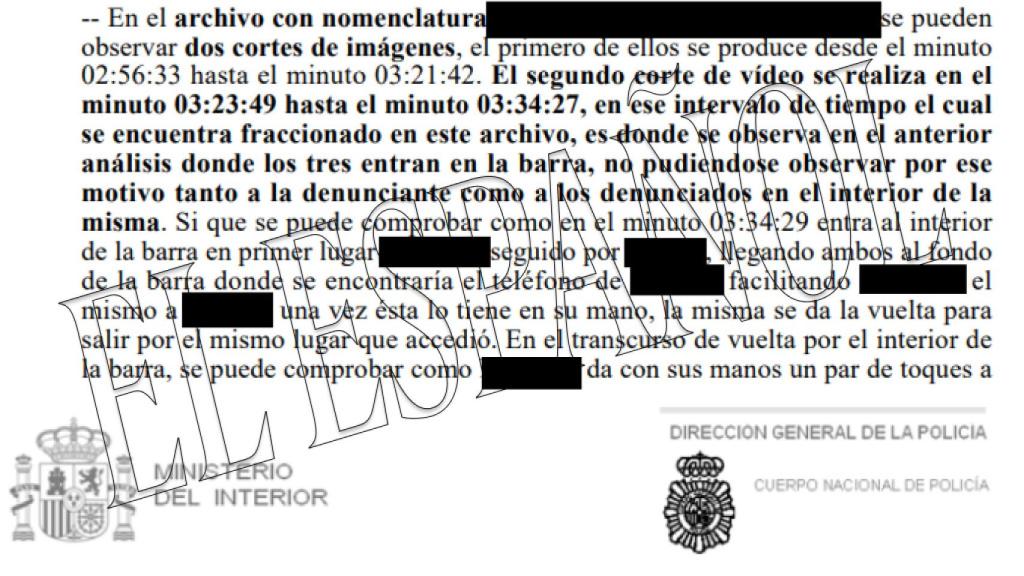 El documento policial que constata los vacíos en la grabación.