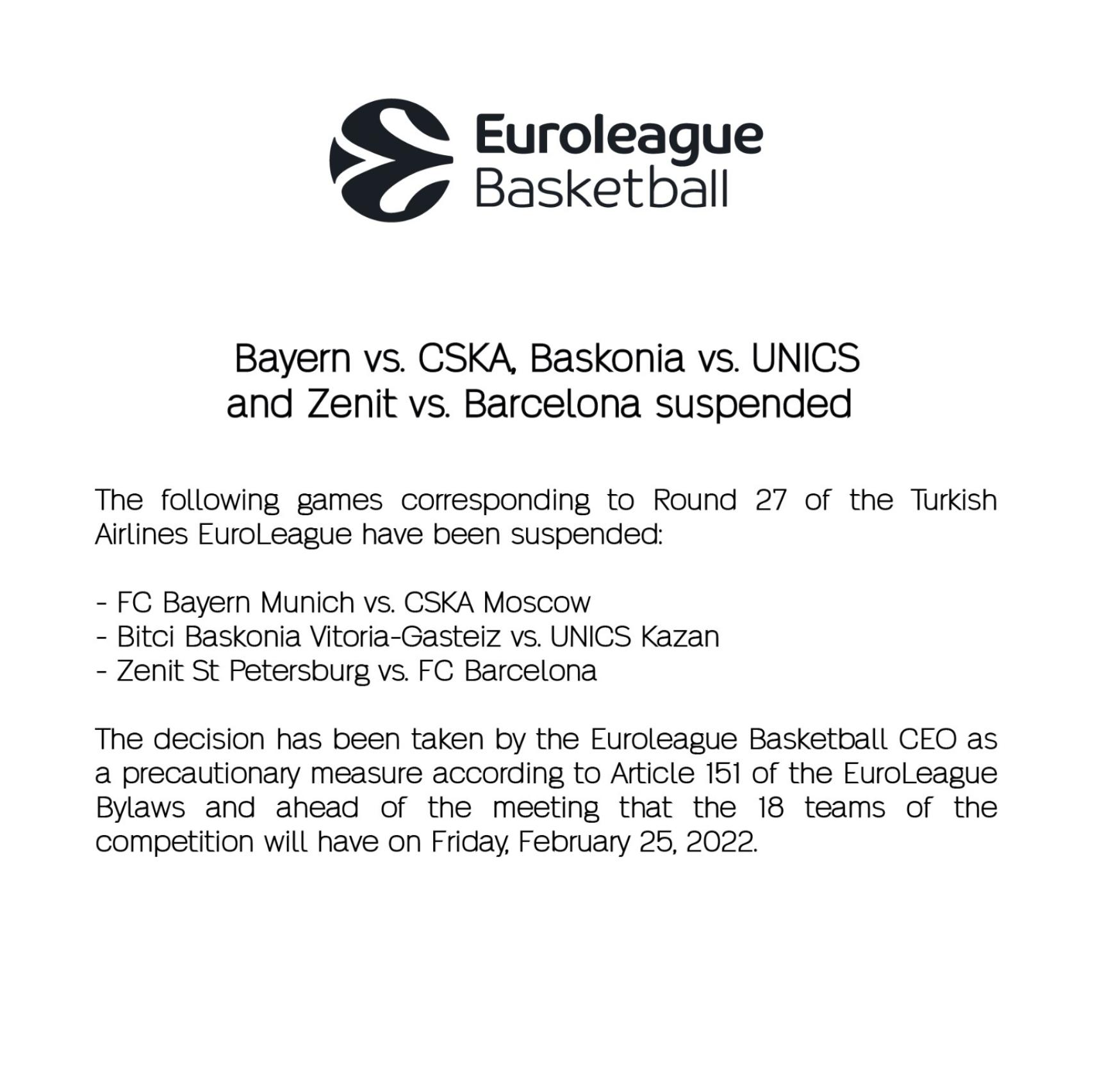 El comunicado de la Euroliga.