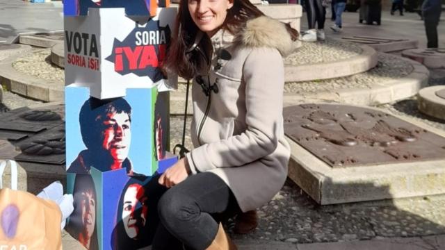 La portavoz de Soria Ya, Silvia Largo, durante la campaña electoral de las elecciones autonómicas.