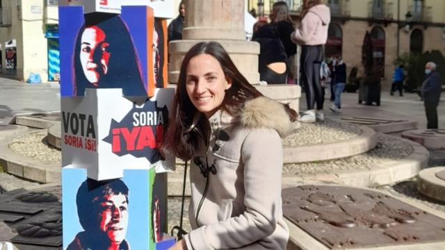 La portavoz de Soria Ya, Silvia Largo, durante la campaña electoral de las elecciones autonómicas.