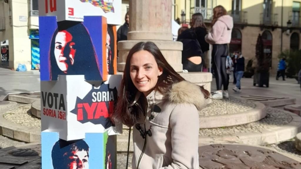 La portavoz de Soria Ya, Silvia Largo, durante la campaña electoral de las elecciones autonómicas.