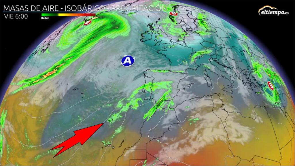 El movimiento de la DANA en dirección a la Península. Eltiempo.es.