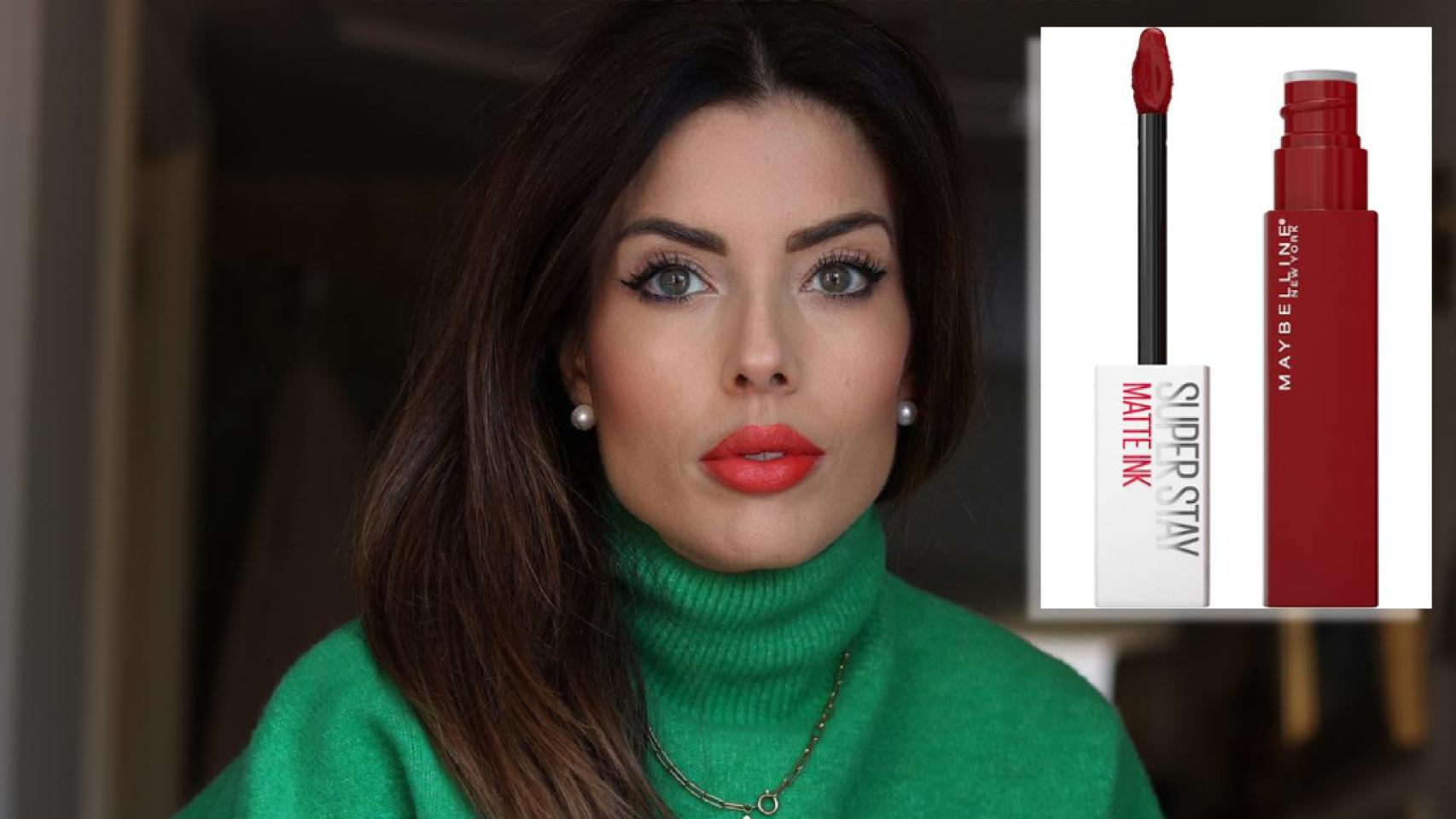 Lidia Bedman y el labial de Maybelline que ha lucido en redes en un montaje de JALEOS.