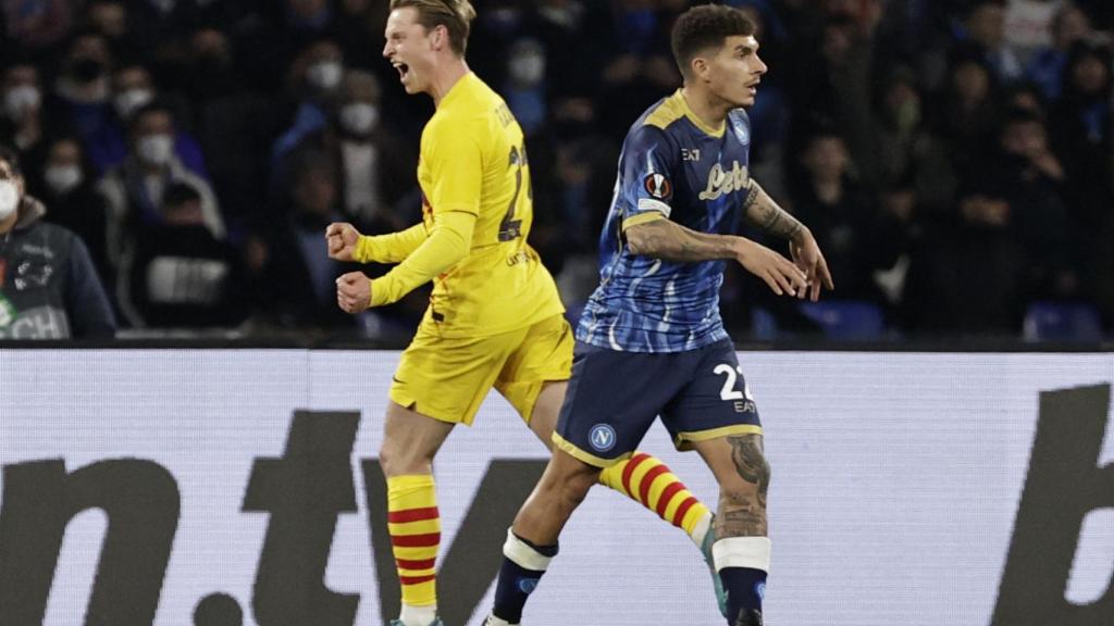 Frenkie de Jong, feliz tras su tanto.