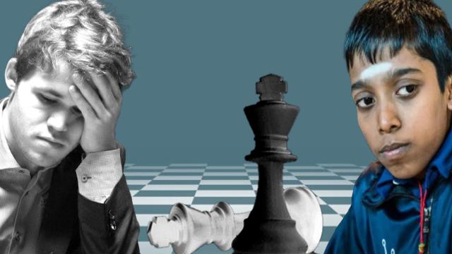 Magnus Carlsen y Rameshbabu Praggnanandhaa, en un fotomontaje