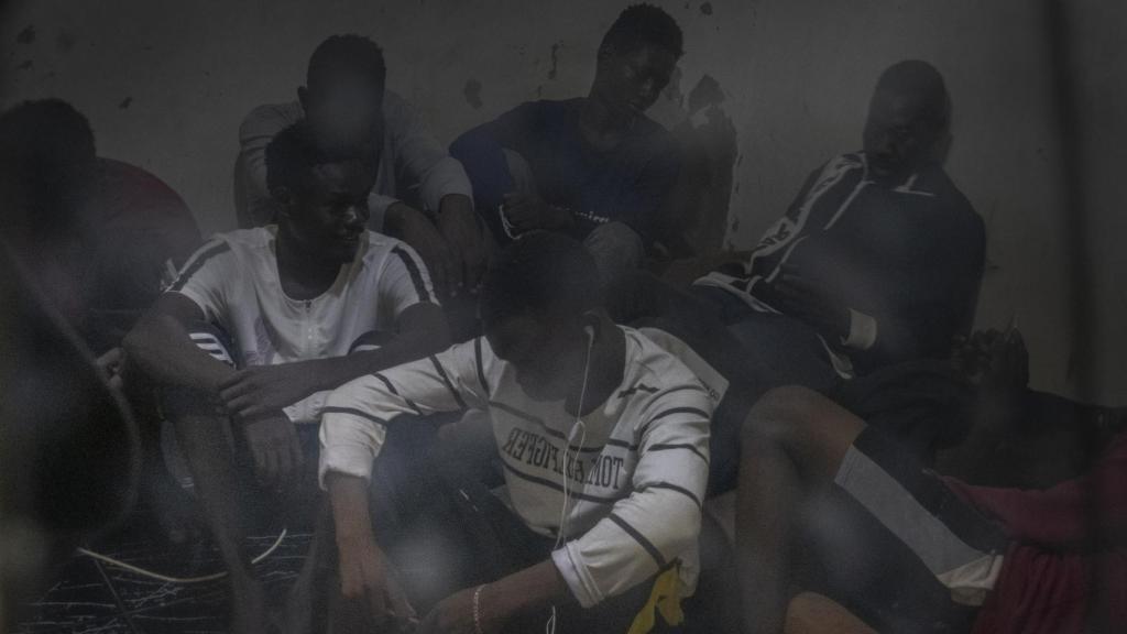 Un grupo de migrantes y refugiados en Saraj, Libia, en agosto de 2021.