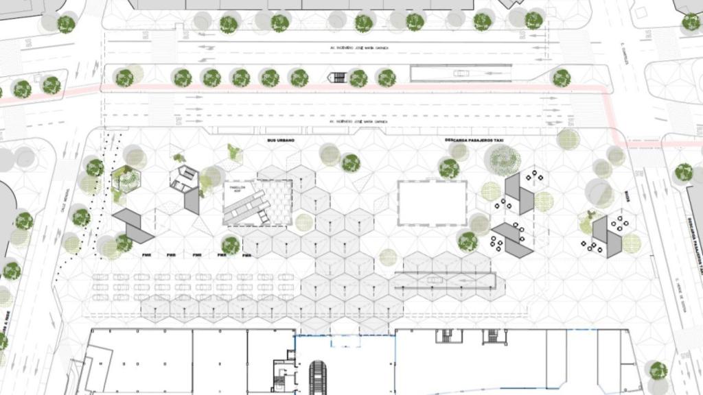 Diseño de la nueva plaza proyectada junto a la estación de trenes de Málaga.