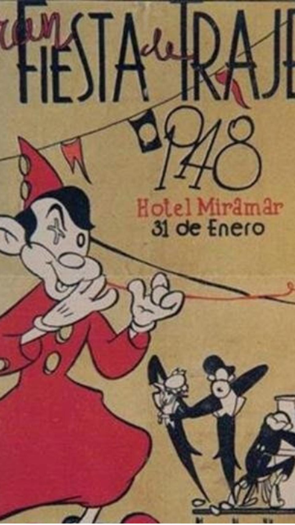 Cartel de la Fiesta de Trajes durante la Dictadura.