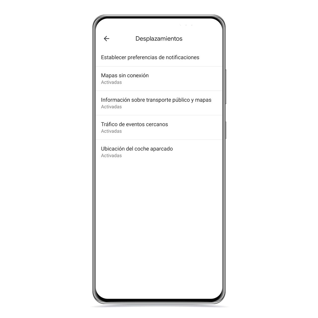 Ajustes de notificaciones en Google Maps