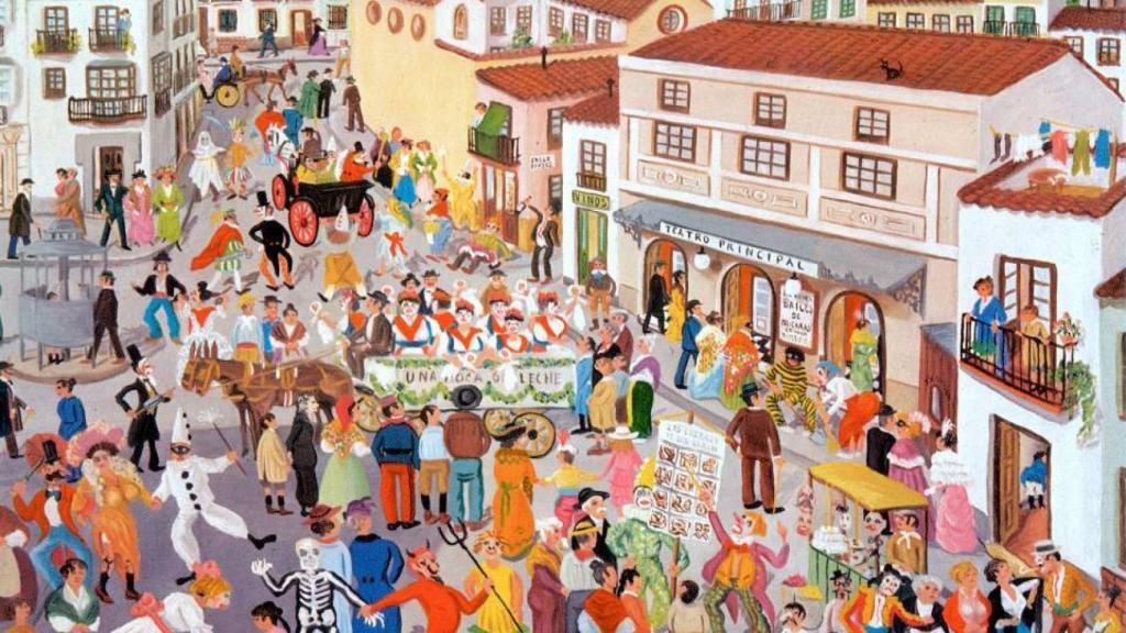 La plaza del Teatro tal y como la recordaba Manuel Blasco durante el Carnaval.