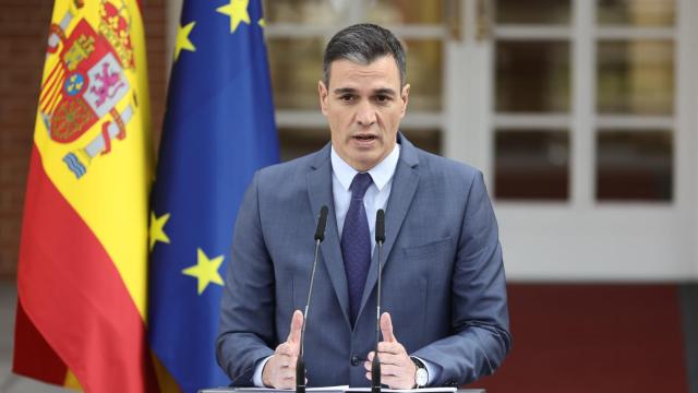 Pedro Sánchez realiza una declaración institucional sobre Ucrania desde La Moncloa.