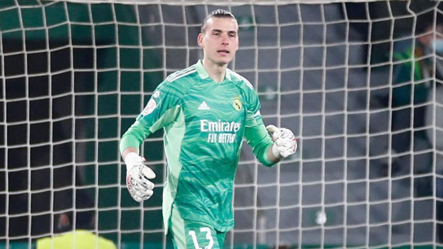 Andriy Lunin, con el Real Madrid