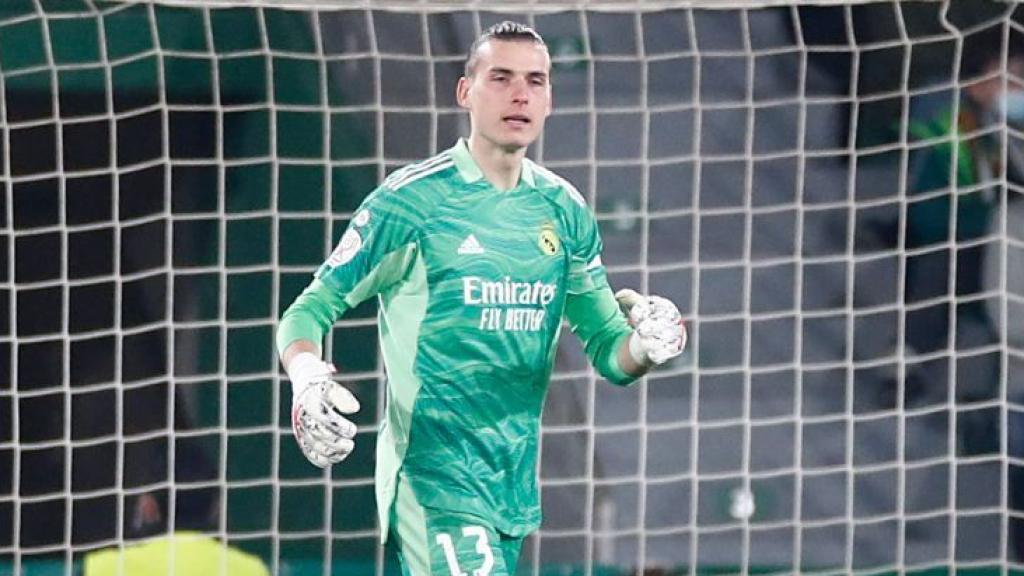 Andriy Lunin, con el Real Madrid