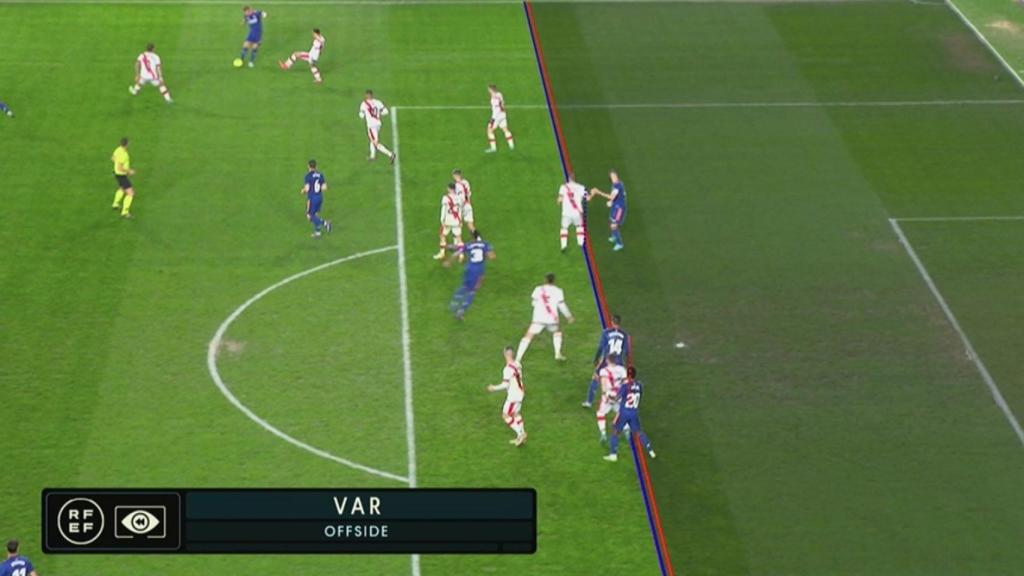 Líneas del fuera de juego pitado a Casemiro ante el Rayo Vallecano