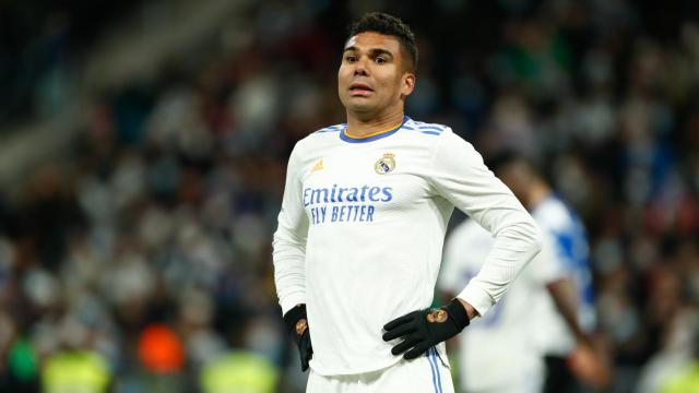 Casemiro, suspirando durante un partido del Real Madrid