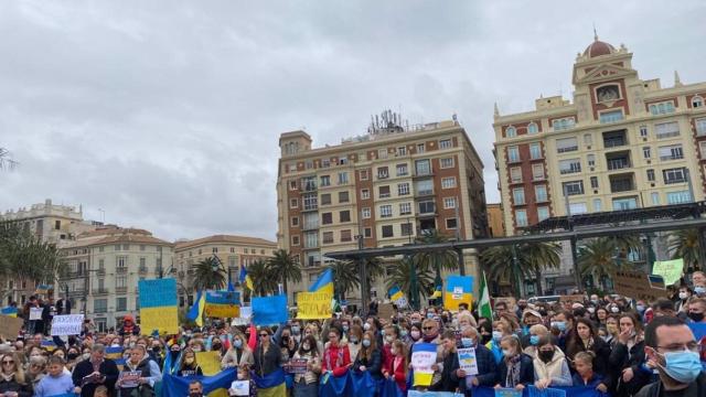 Málaga se concentra de nuevo contra la invasión rusa en Ucrania.