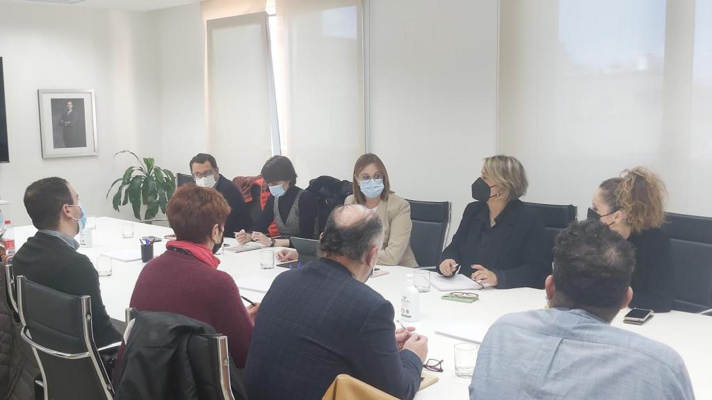 La vicepresidenta autonómica durante la reunión con las organizaciones sociales.
