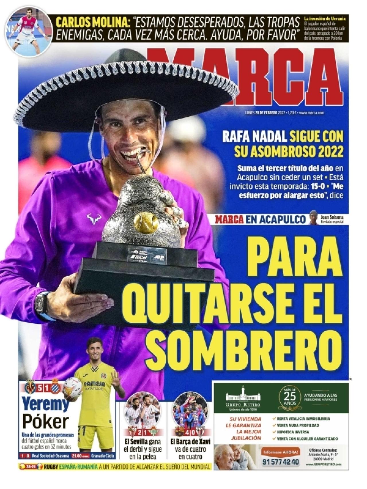 La portada del diario MARCA (28/02/2022)