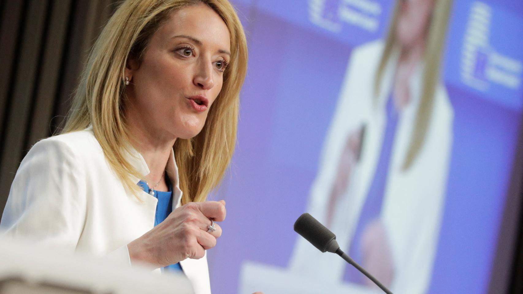 La presidenta de la Eurocámara, Roberta Metsola.