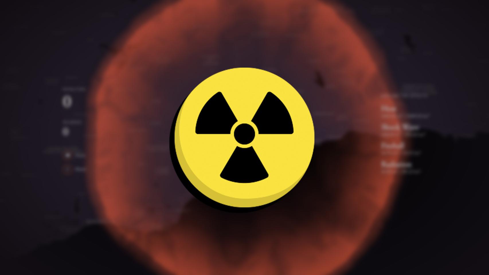 Fotomontaje con el simulador y un símbolo de radiación.