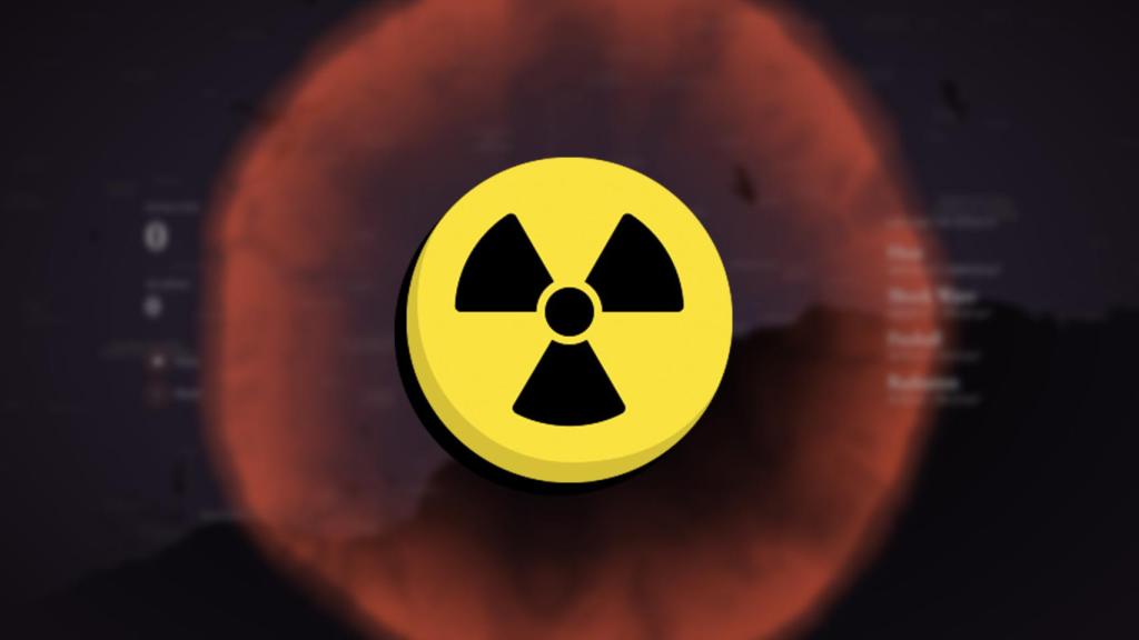 Fotomontaje con el simulador y un símbolo de radiación.