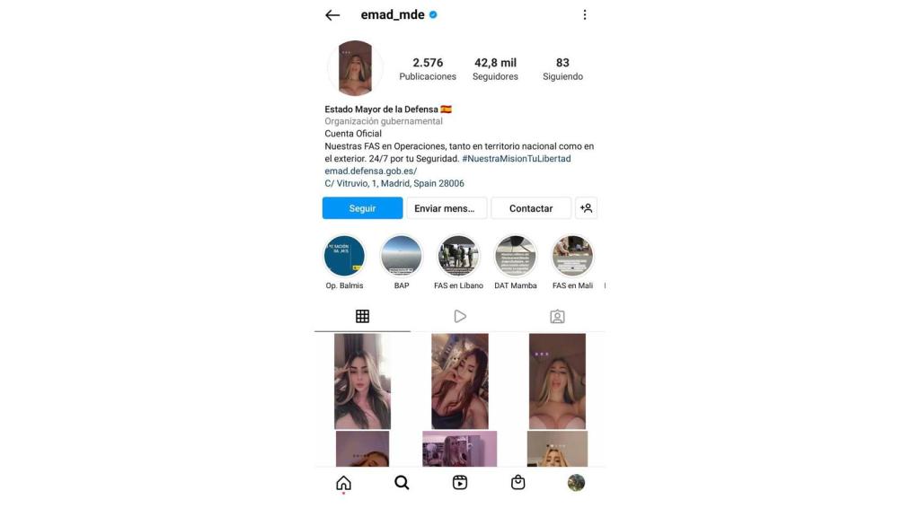 Perfil de la EMAD aún hackeado.