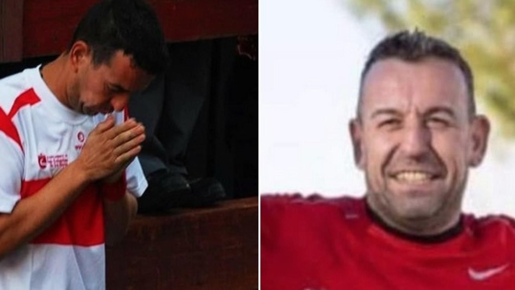 Dos imágenes de David Domínguez 'Ruly', durante la práctica taurina