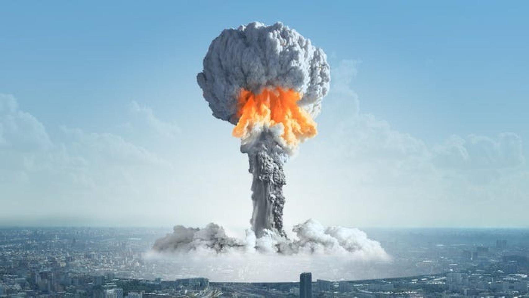 Recreación de una explosión nuclear en una gran ciudad.