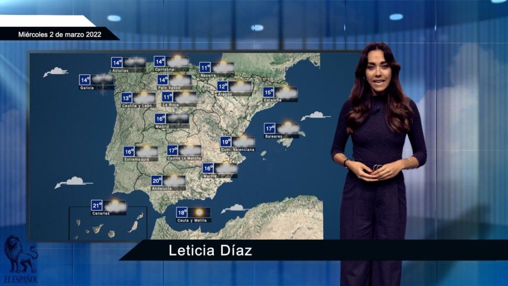 El tiempo para el miércoles 2 de marzo.