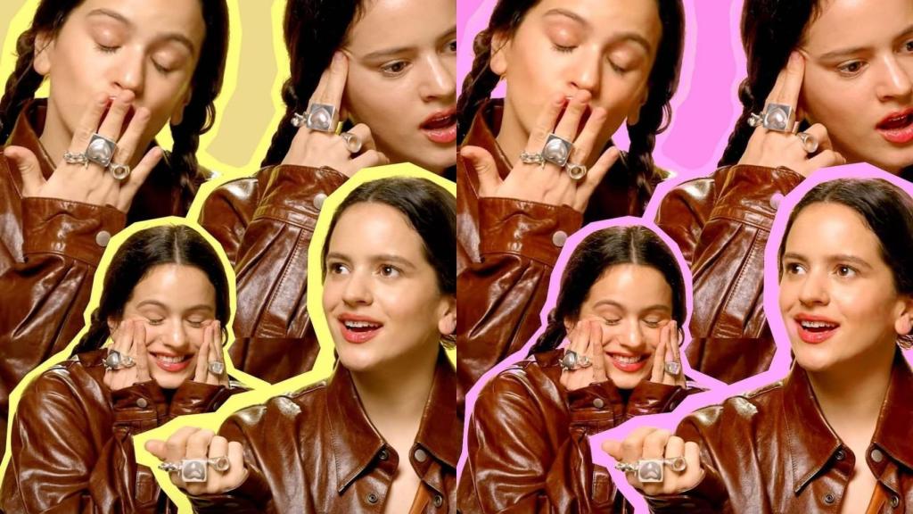 Rosalía en su entrevista para Genius con anillo de Dominnico en colaboración con Joys.
