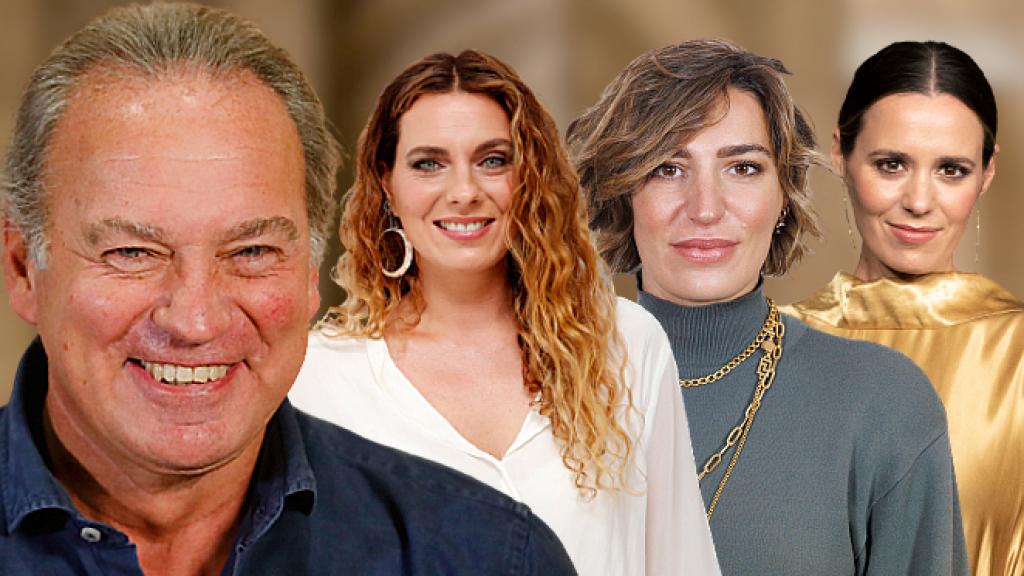 Bertín Osborne y sus tres hijas, Alejandra, Eugenia y Claudia, en un montaje de JALEOS.