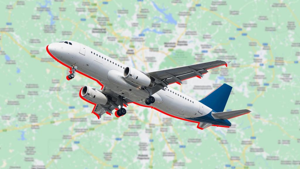 Avión sobre el mapa de Rusia.