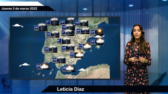El tiempo para el jueves 3 de marzo.