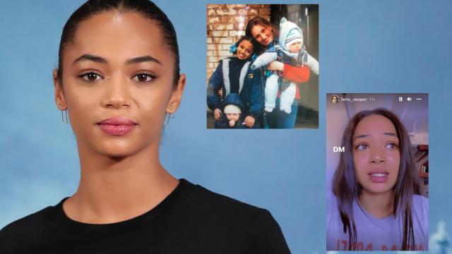 La actriz Berta Vázquez en un montaje de EL ESPAÑOL junto al álbum familiar que ha compartido y su 'grito desesperado' en Instagram.