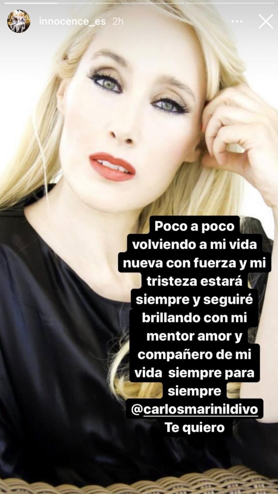 El mensaje que ha colgado Geraldine Larrosa en sus 'stories' de Instagram.