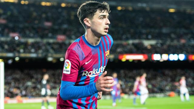 Pedri González, en un partido del Barcelona de la temporada 2021/2022