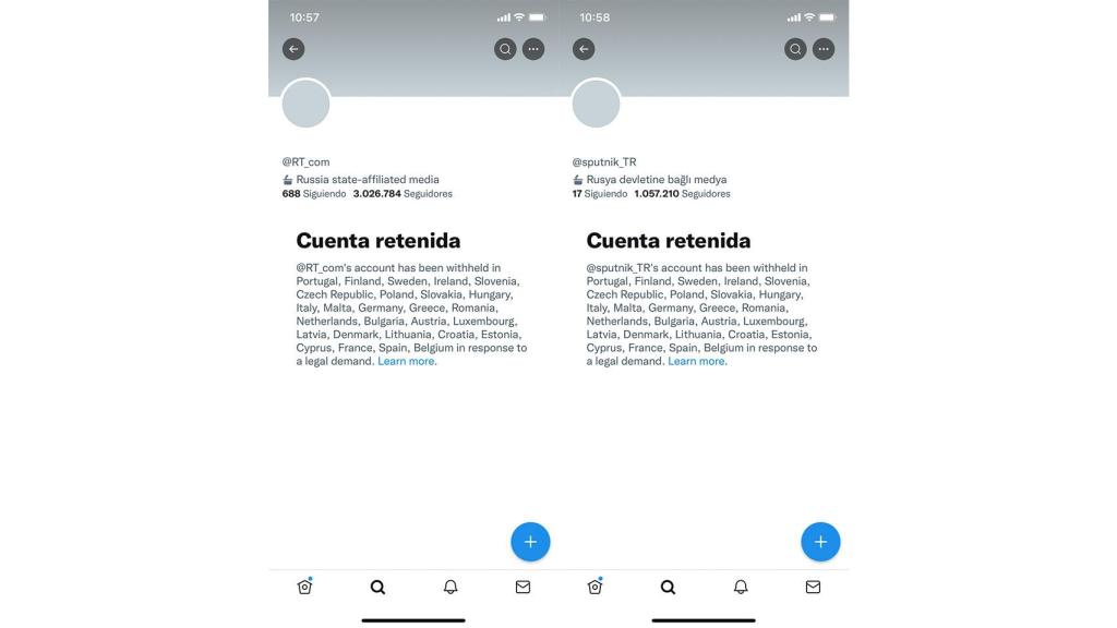 Cuentas retenidas por Twitter.