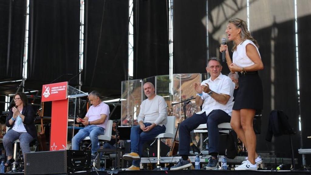 Yolanda Díaz, con sus Converse, en el acto del Centenario del PCE.