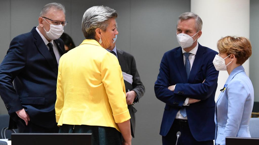 La comisaria de Interior, Ylva Johansson, durante la reunión de este jueves en Bruselas