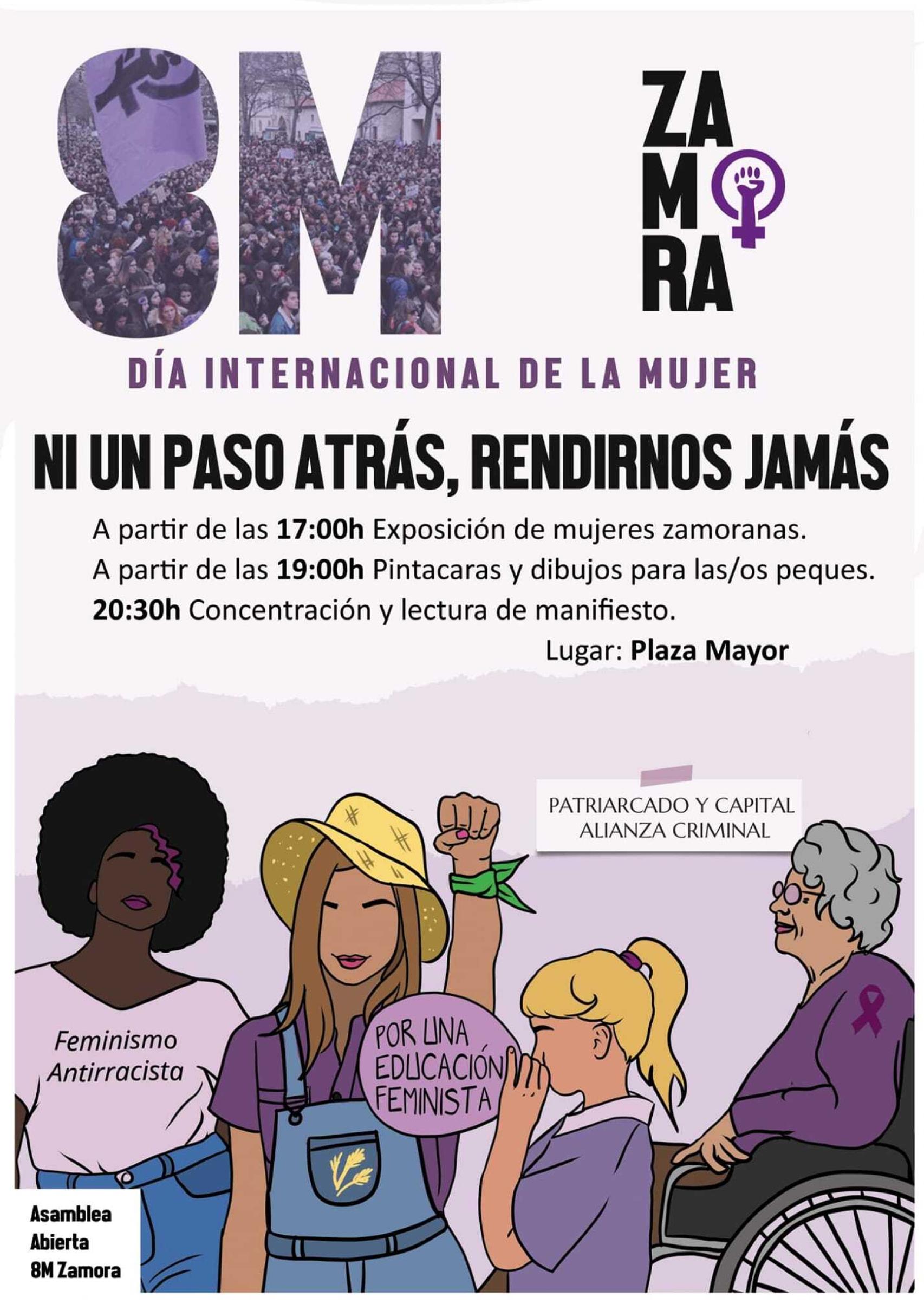 Cartel de actividades por el 8-M en Zamora